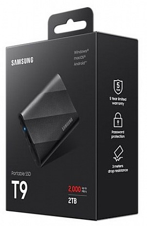 Cietais disks External SSD|SAMSUNG|T9|2TB|USB 3.2|Write speed 1950 MBytes/sec|Read speed 2000 MBytes/sec|MU-PG2T0B/EU MU-PG2T0B/EU