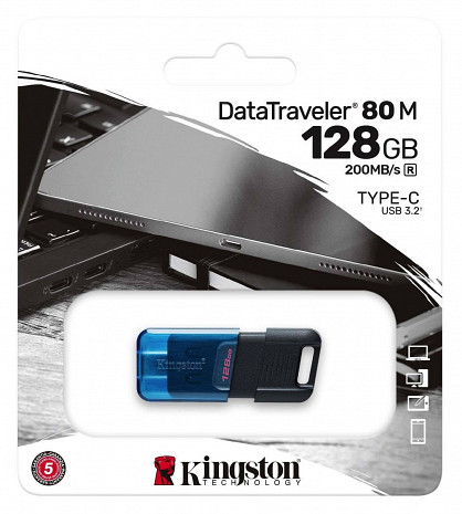 USB zibatmiņa MEMORY DRIVE FLASH USB-C/128GB DT80M/128GB KINGSTON DT80M/128GB