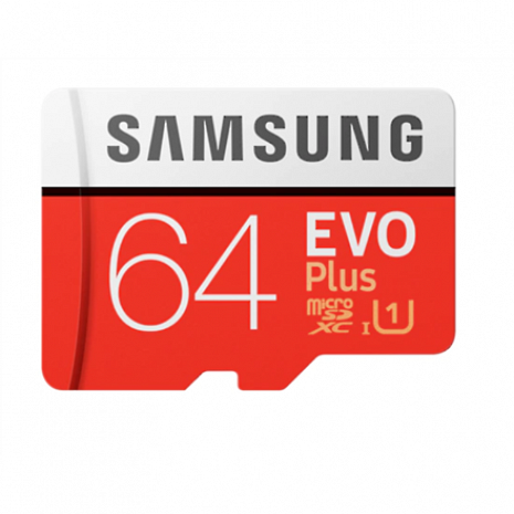 Карта памяти Samsung microSD Card Evo Plus 64 GB, MicroSDXC, Flash memory class 10, SD adapter MB-MC64HA/EU