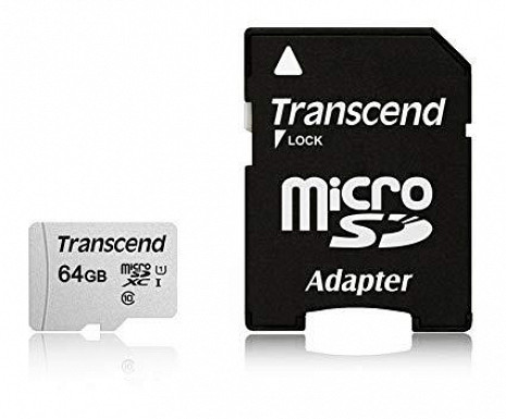Карта памяти MEMORY MICRO SDXC 64GB W/ADAPT/UHS-I TS64GUSD300S-A TRANSCEND TS64GUSD300S-A