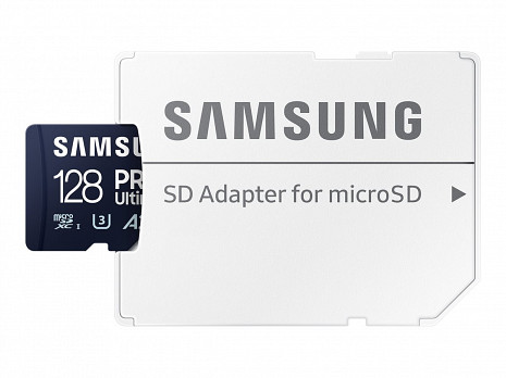 Карта памяти Samsung MicroSD Card PRO Ultimate 128 GB, microSDXC Memory Card, Flash memory class U3, V30, A2, SD adapter MB-MY128SA/WW