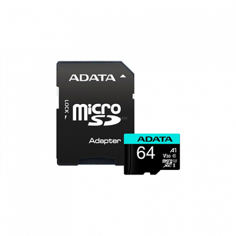 Atmiņas karte ADATA Premier Pro UHS-I U3 V30S 64 GB, MicroSDXC, Flash memory class 10, Adapter AUSDX64GUI3V30SA2-RA1