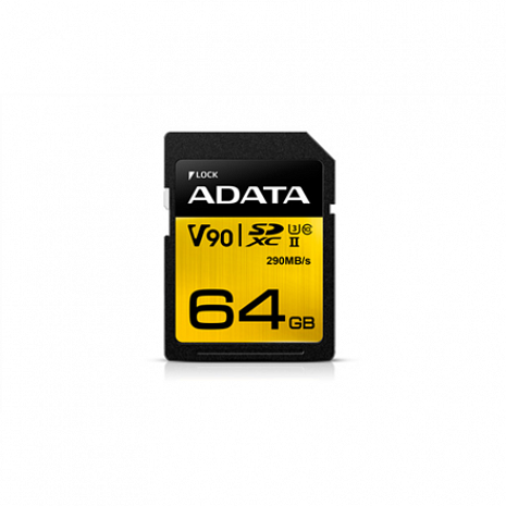 Карта памяти ADATA Premier ONE UHS-II U3 64 GB, SDXC, Flash memory class 10 ASDX64GUII3CL10-C