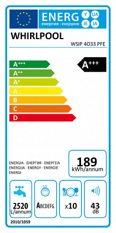 Trauku mazgājamā mašīna  WSIP 4O33 PFE