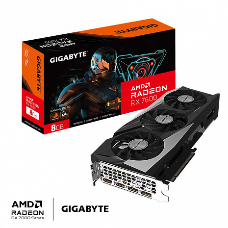 Grafiskā karte AMD Radeon RX 7600|8 GB|GDDR6|128 bit|PCIE 4.0 16x GV-R76GAMING OC-8GD 1.1
