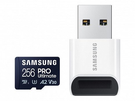 Карта памяти Samsung MicroSD Card with Card Reader PRO Ultimate 256 GB, microSDXC Memory Card, Flash memory class U3, V30, A2 MB-MY256SB/WW