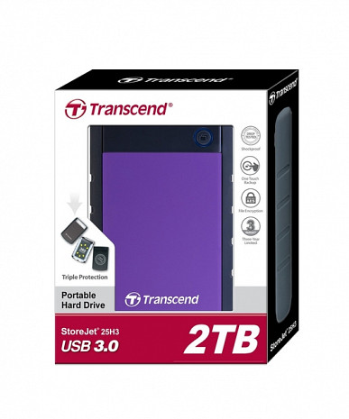 Cietais disks External HDD|TRANSCEND|StoreJet|2TB|USB 3.0|Colour Purple|TS2TSJ25H3P TS2TSJ25H3P