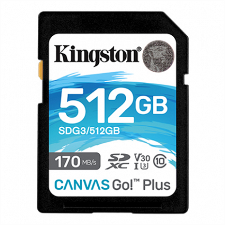 Atmiņas karte Kingston Canvas Go! Plus 512 GB, SD, Flash memory class 10 SDCG3/512GB