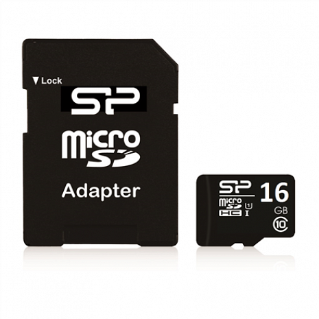 Карта памяти Silicon Power 16 GB, MicroSDHC, Flash memory class 10, SD adapter SP016GBSTH010V10SP