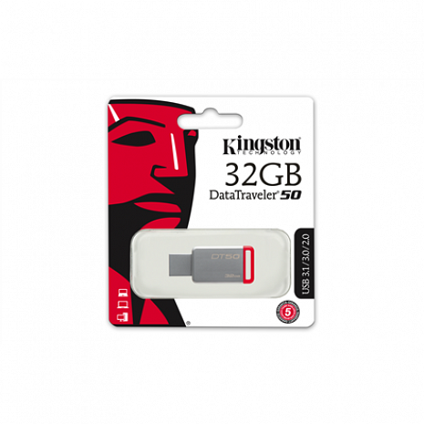 USB zibatmiņa DataTraveler 50 32 GB, USB 3.0, Metal/Red DT50/32GB