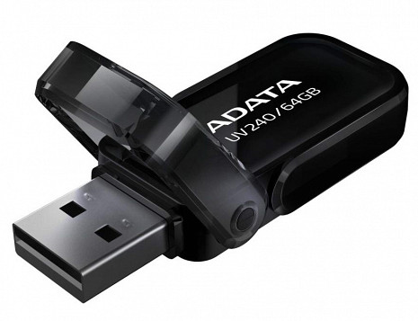 USB zibatmiņa MEMORY DRIVE FLASH USB2 64GB/BLACK AUV240-64G-RBK ADATA AUV240-64G-RBK