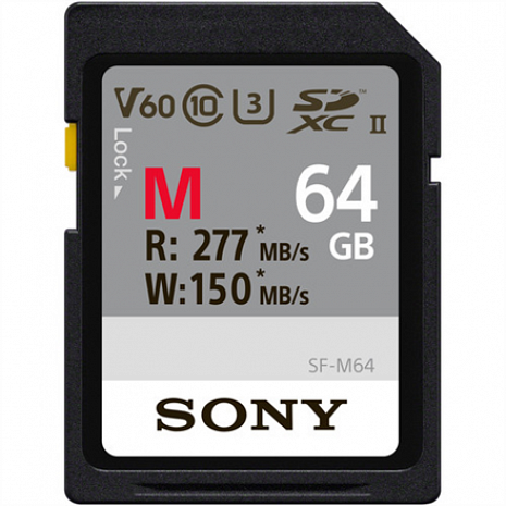 Карта памяти Sony 64GB SF-M Series SDXC Class10 UHS-II U3 V60 Tough Memory Card SFM64T.SYM