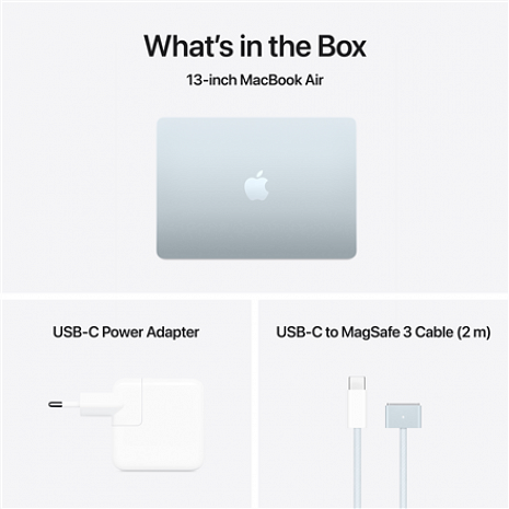 Portatīvais dators MacBook | Air | Sky Blue | 13 " | IPS | 2560 x 1664 pixels | Apple M4 | 16 GB | Solid-state drive capacity 256 GB MC6T4RU/A