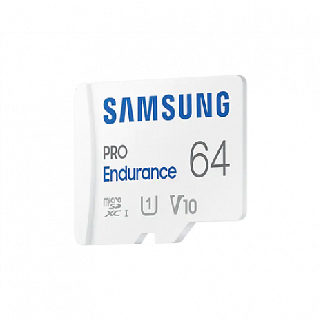 Карта памяти Samsung PRO Endurance MB-MJ64KA/EU 64 GB, MicroSD Memory Card, Flash memory class U1, V10, Class 10, SD adapter MB-MJ64KA/EU
