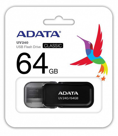 USB zibatmiņa MEMORY DRIVE FLASH USB2 64GB/BLACK AUV240-64G-RBK ADATA AUV240-64G-RBK