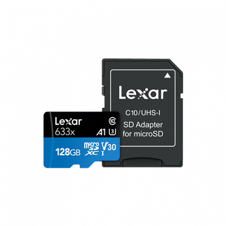 Карта памяти Lexar High-Performance 633x UHS-I micro SDXC, 128 GB, Class 10, U3, V30, A1, 45 MB/s, 100 MB/s LSDMI128BB633A