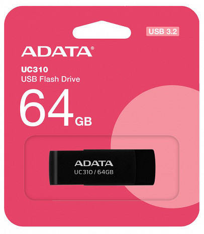 USB zibatmiņa ADATA | USB Flash Drive | UC310 | 64 GB | USB 3.2 Gen1 | Black UC310-64G-RBK
