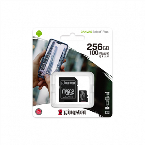 Atmiņas karte Kingston Canvas Select Plus UHS-I 256 GB, MicroSDXC, Flash memory class 10, SD Adapter SDCS2/256GB