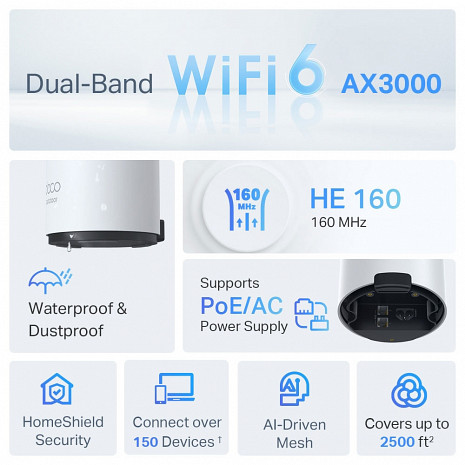 Mājas Wi-Fi tīkla sistēma (Mesh)  Deco X50-Outdoor(1-pack)