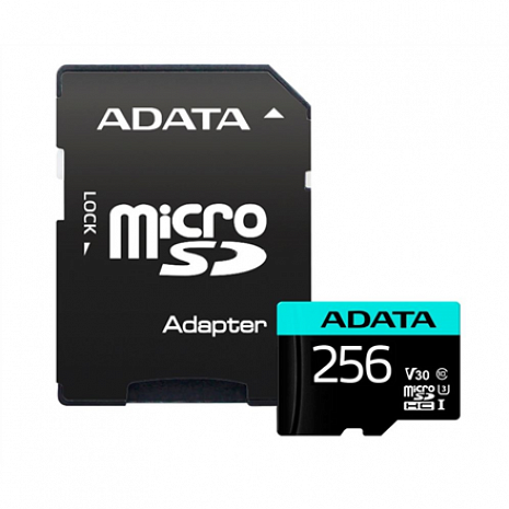 Atmiņas karte ADATA Premier Pro UHS-I U3 256 GB, micro SDXC, Flash memory class 10, with Adapter AUSDX256GUI3V30SA2-RA1