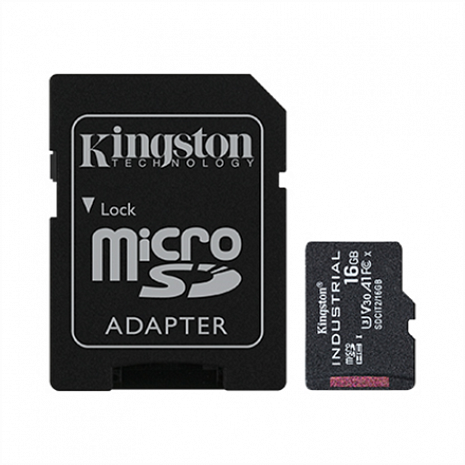 Atmiņas karte Kingston UHS-I 16 GB, microSDHC/SDXC Industrial Card, Flash memory class Class 10, UHS-I, U3, V30, A1, SD Adapter SDCIT2/16GB