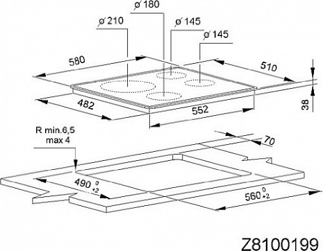 Plīts virsma  AKT 801/NE
