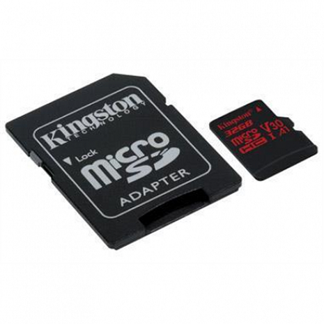 Atmiņas karte Kingston UHS-I Video Speed Class (V30) 32 GB, MicroSDHC, Flash memory class 10, SD adapter SDCR/32GB
