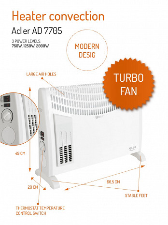 Konvekcijas gaisa sildītājs ar ventilatoru  AD7705