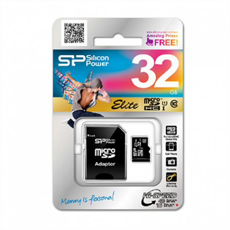 Atmiņas karte Silicon Power Elite UHS-I 32 GB, MicroSDHC, Flash memory class 10, SD adapter SP032GBSTHBU1V10SP