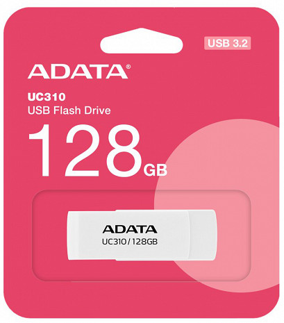 USB zibatmiņa ADATA | USB Flash Drive | UC310 | 128 GB | USB 3.2 Gen1 | White UC310-128G-RWH