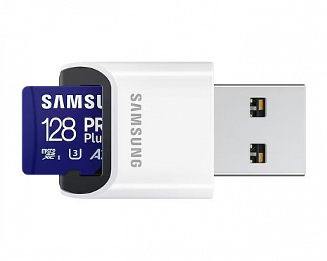 Atmiņas karte ar USB adapteri MEMORY MICRO SDXC PRO+ 128GB/W/READER MB-MD128SB/WW SAMSUNG MB-MD128SB/WW