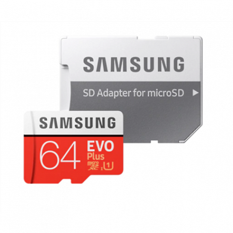 Карта памяти Samsung microSD Card Evo Plus 64 GB, MicroSDXC, Flash memory class 10, SD adapter MB-MC64HA/EU