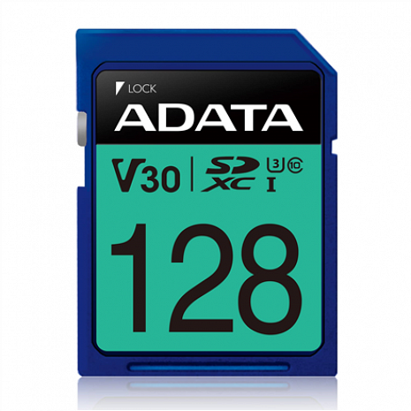 Atmiņas karte ADATA Premier Pro UHS-I SDXC, 128 GB, Flash memory class 10, U3, V30, 85 MB/s, 100 MB/s ASDX128GUI3V30S-R