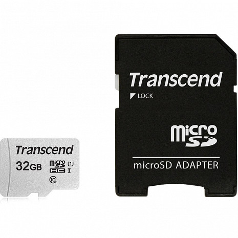 Карта памяти MEMORY MICRO SDHC 32GB W/ADAPT/C10 TS32GUSD300S-A TRANSCEND TS32GUSD300S-A