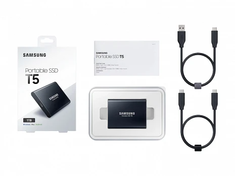 Cietais disks Samsung Portable SSD T5 1000 GB, USB 3.1 Gen 2, Black MU-PA1T0B/EU