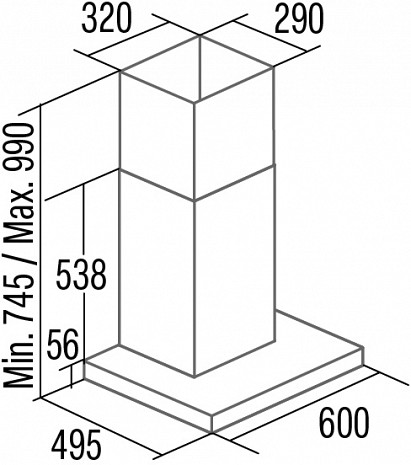 Tvaika nosūcējs SYGMA 6010 BK 02060400