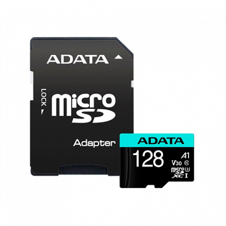 Atmiņas karte ADATA Premier Pro UHS-I U3 128 GB, micro SDXC, Flash memory class 10, with Adapter AUSDX128GUI3V30SA2-RA1