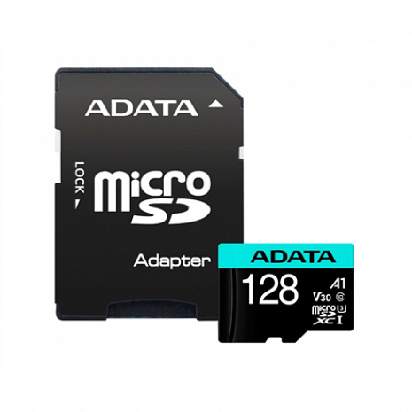 Карта памяти ADATA Premier Pro UHS-I U3 128 GB, micro SDXC, Flash memory class 10, with Adapter AUSDX128GUI3V30SA2-RA1