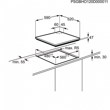 Поверхность плиты  EGT6342YOW