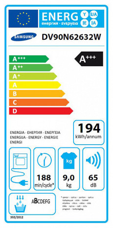 Veļas žāvētājs  DV90N62632W/EE