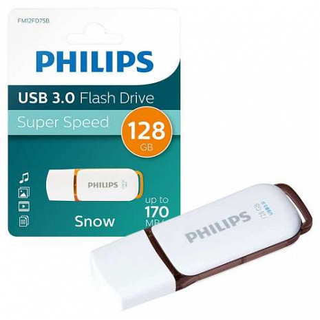 USB zibatmiņa PHILIPS USB 3.0 Snow Edition Brown 128GB Flash Drive atmiņa 665380