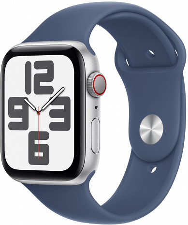 Viedpulkstenis Watch SE GPS + Cellular 44mm Silver Aluminium Case with Denim Sport Band - M/L MXGQ3ET/A