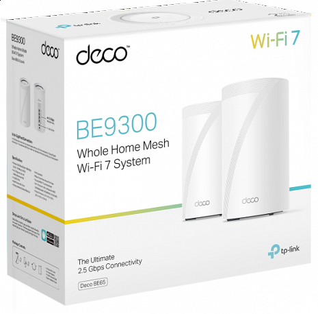 Mājas Wi-Fi tīkla sistēma (Mesh)  DECO BE65(2-PACK)