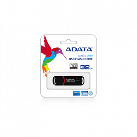 USB zibatmiņa ADATA UV150 32 GB, USB 3.0, Black AUV150-32G-RBK