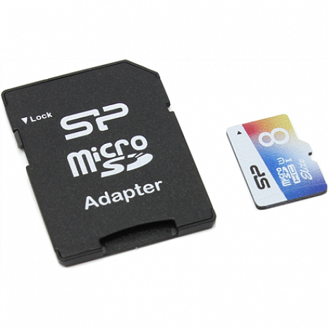 Atmiņas karte Silicon Power Elite UHS-1 Colorful 8 GB, MicroSDHC, Flash memory class 10, SD adapter SP008GBSTHBU1V20SP