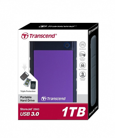 Cietais disks External HDD|TRANSCEND|StoreJet|1TB|USB 3.0|Colour Purple|TS1TSJ25H3P TS1TSJ25H3P