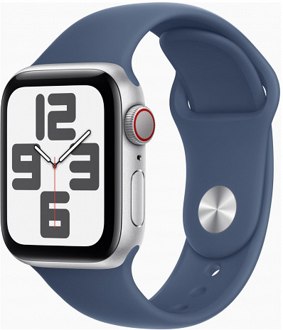 Viedpulkstenis Watch SE GPS + Cellular 40mm Silver Aluminium Case with Denim Sport Band - S/M MXGF3ET/A