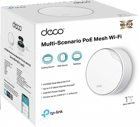 Mājas Wi-Fi tīkla sistēma (Mesh)  DECOX50-POE(1-PACK)