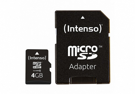 Карта памяти MEMORY MICRO SDHC 4GB C10/W/ADAPTER 3413450 INTENSO 3413450