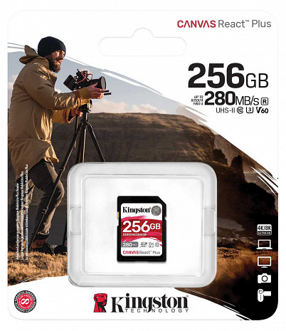 Карта памяти Kingston Canvas React Plus | 256 GB | SD | Flash memory class 10 SDR2V6/256GB